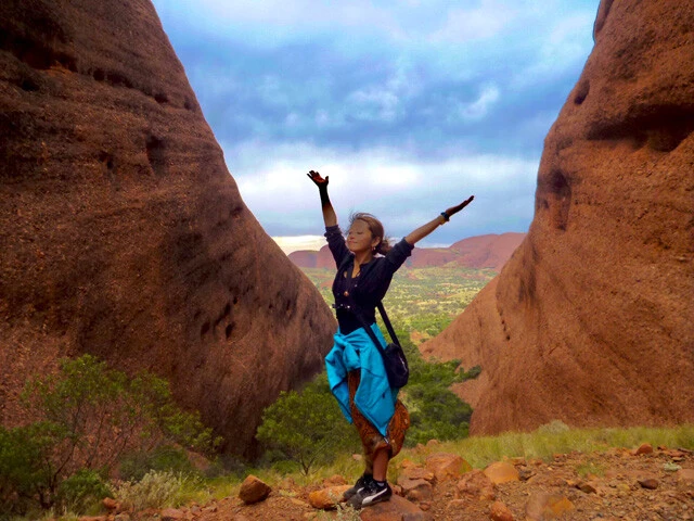 風の谷のカリンガナ展望台からの景色(神秘の力でオデコにモヤが?)