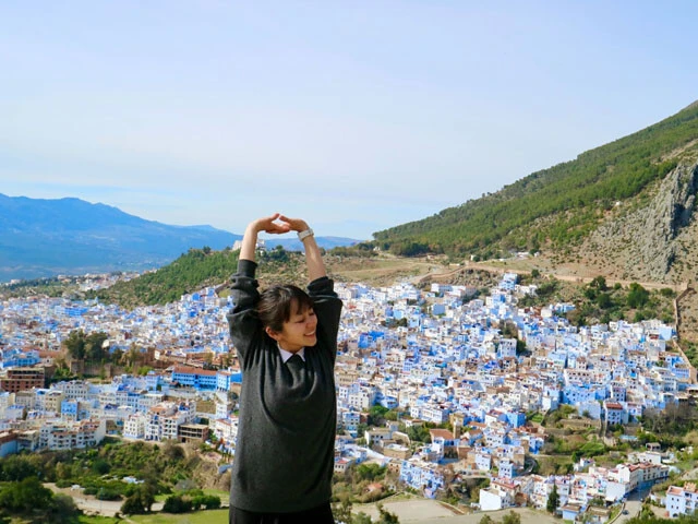 丘の上から見た青の街シャウエン