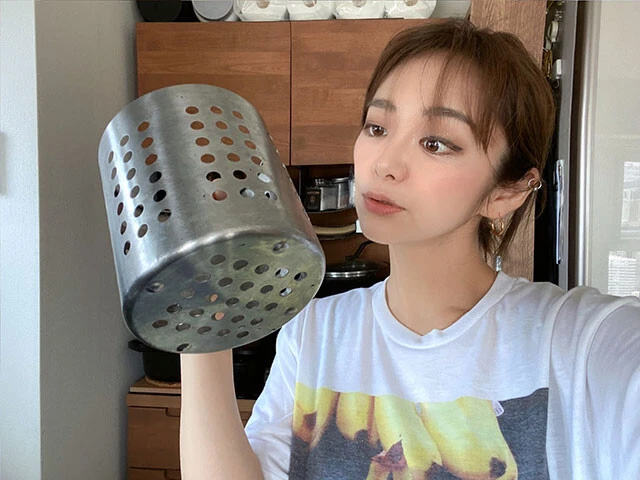 ハルシュキ専用調理器の代わりに、丸い穴の空いたこれ使ってみる！
