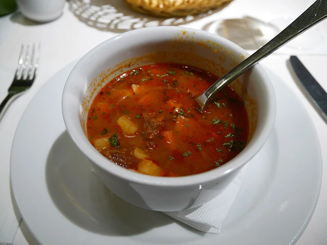 ハンガリー伝統料理レストラン「メンザ」のグヤーシュ