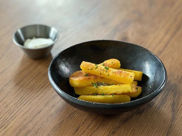 ママリガをカットして揚げ焼きにしました