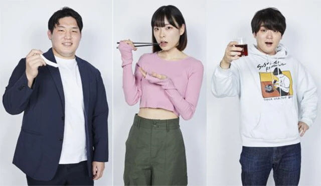 (左から)レンタル二郎食べる人・清水祐希、元二郎店員系アイドル・Yomi、人気ラーメンYouTuber・SUSURU