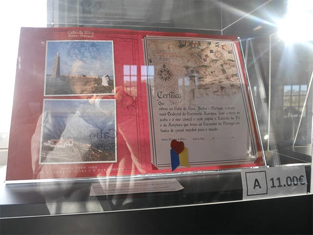 有料で「ユーラシア大陸最西端到達証明書」の発行もできる