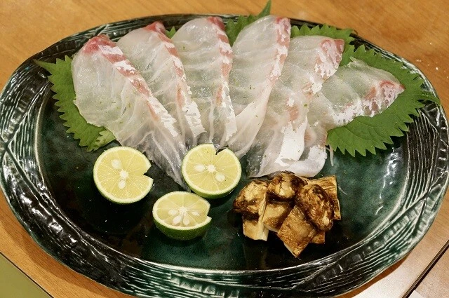 焼松茸と真鯛のお造り