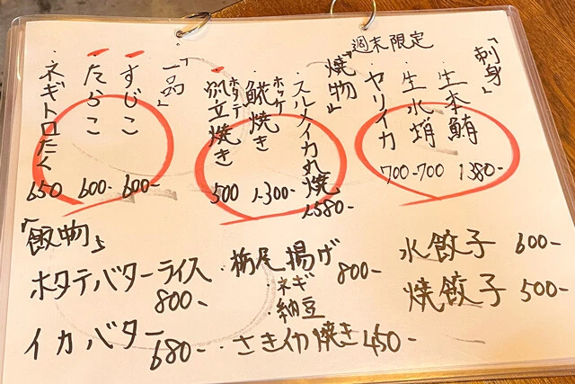 特に手書きメニューは気になる