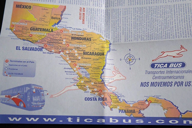 中米縦断はTICAバスに乗ってなるべく危険を避けながら南下します