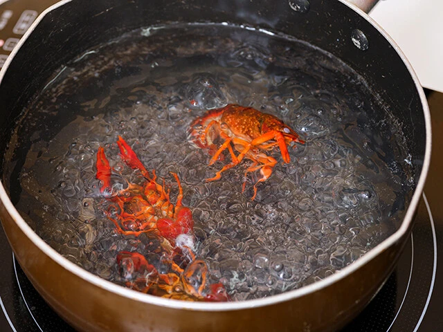 カワエビとザリガニを「ごつ盛り 塩焼そば」に加え、ニンニク、輪切り唐辛子をオリーブオイルを混ぜてペペロン風にアレンジ!