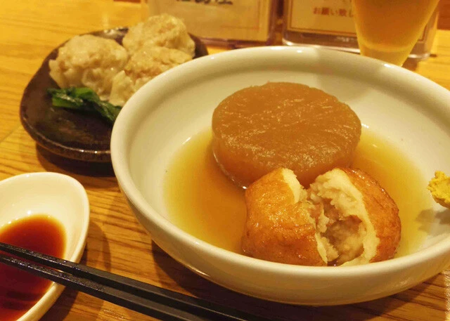 東京・麻布十番の老舗おでん屋「福島屋」のシュウマイ2種