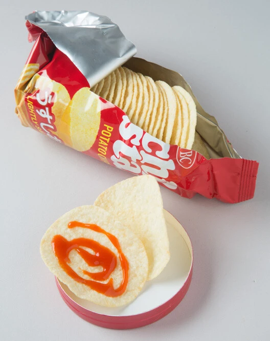 1枚に円を2周描くイメージでかけて、2枚同時に食べるのがいいバランス