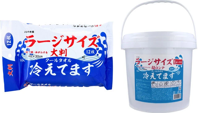清涼成分ガッツリの大判サイズ全身汗拭きシート「クールタオル」。バケツタイプの「超ロング」(16㎝×1m)は宅配ドライバーに人気