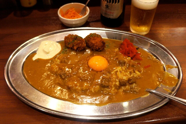「カレー（小）」と「カキフライ」
