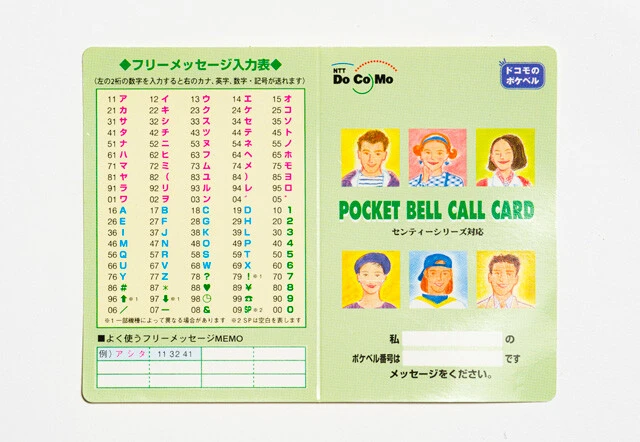 当時、ポケベル番号と暗号表が書かれたカードがあり、これを見ながらボタンを押していた。GO!GO!7188のバンド名の由来もポケベルで、最後の「88」はハートマーク。毎回送信していた番号から来てるらしい