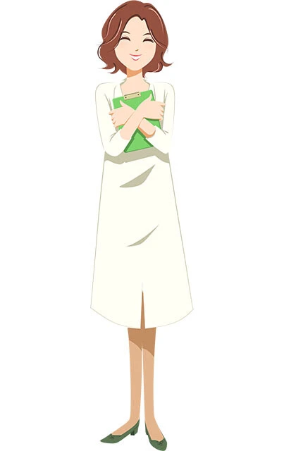 〝あすけんの女〟こと未来。『あすけん』内でアドバイスをくれる管理栄養士のキャラクター。高得点の食事をするとこのように喜んでくれる一方、不摂生をすると泣いてしまう