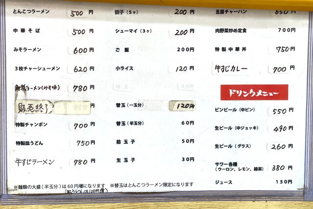 その他のメニュー