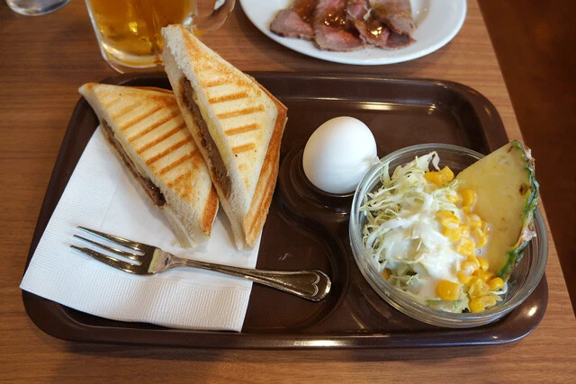 「焼きサンドセット（チーズハンバーグ）」