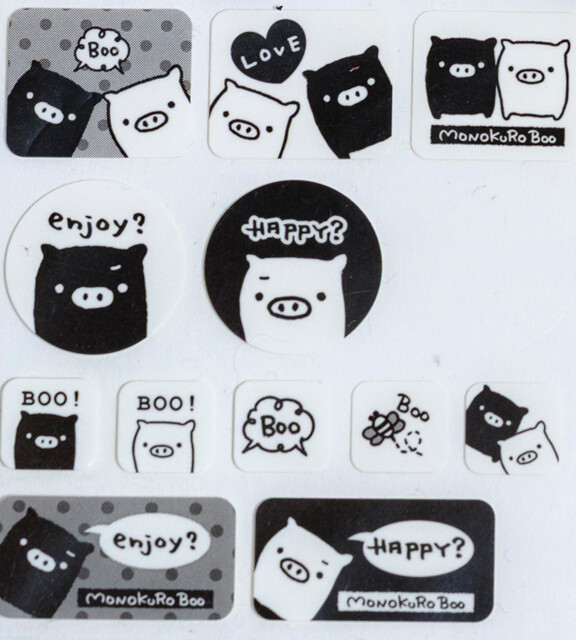 San-xのキャラクター「モノクロブー」の平面シール
