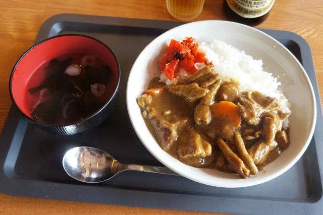 「もつカレー定食」