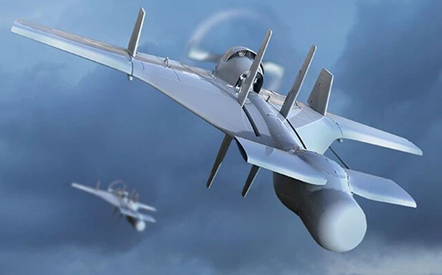 もちろん上空にはウクライナ軍お得意の無人機UAVが飛ぶ。写真はIAIが販売する自爆型UAVハーピー2。敵電波の発生源を検出し突っ込む完全自律型ドローン（写真：IAI）