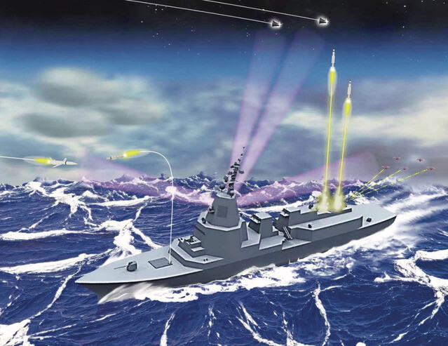 令和5年度版防衛白書に掲載された「イージス・システム搭載艦」のイメージ。ミサイル発射セルは海自最多の128基の予定