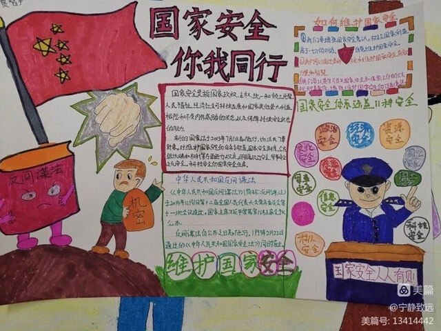 中国の小学生が書いた反スパイ法のポスター。密告の重要性について学ぶ授業も行なわれている