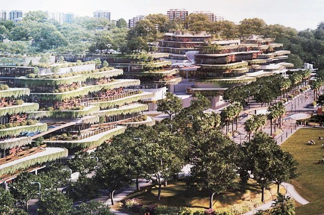 国立博物館に展示されていた新首都ヌサンタラの完成イメージ図。先進的な都市機能を持ちつつ、自然と調和した首都を目指す、というのが政府の方針