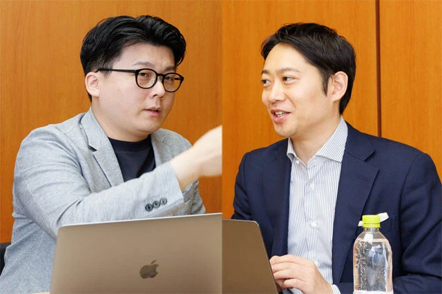 対談を行なったJX通信社代表の米重克洋氏（左）と、選挙プランナーの松田馨氏（右）