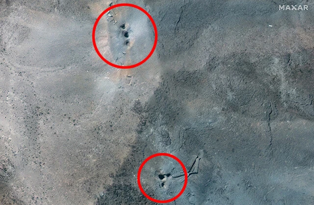 6月22日に米軍の攻撃を受けたフォルドゥの核施設。いくつもクレーターが開いている