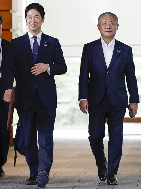 日本維新の会の藤田文武共同代表（左）と馬場伸幸前代表（右）。「副首都構想」法案の成立は彼らの悲願だ