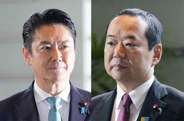 旧自治省（現総務省）の官僚だった藤井比早之総務相（右）や検察官出身の山下貴司法相（左）など、計5閣僚が出身省庁のトップに