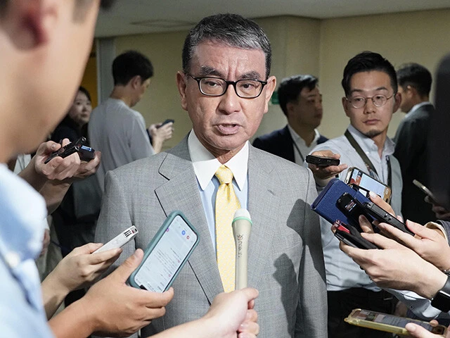 7月30日、報道陣の取材に対して改めて消費税減税について「反対だ」と明言する河野太郎氏