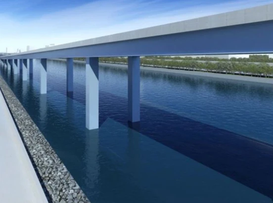 東品川桟橋の「更新」工事後のイメージ。高架橋へと架け替えられる(提供・首都高速道路)