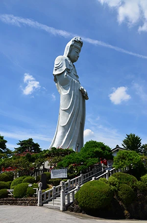  高崎白衣大観音の高さは４１．８メートルで、高崎市街からも目立つ大きさ