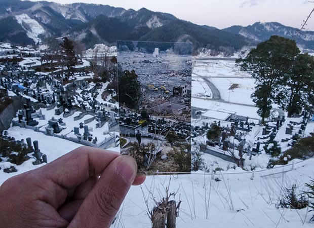 岩手県上閉伊郡大槌町、高台より。２０１４年２月１８日撮影（手持ちの写真は２０１１年３月２１日撮影）