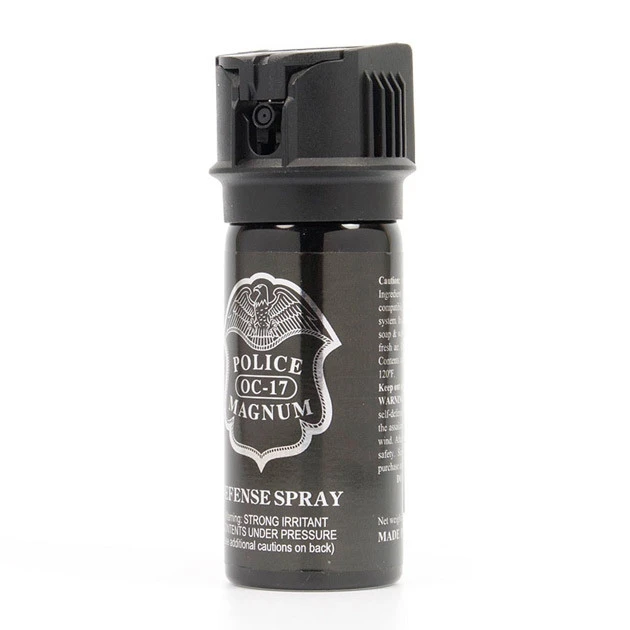 性能、威力、操作性のすべての面で最も優れていると白石氏が推奨する、国内メーカーＴＭＭ社製の催涙スプレー「ポリスマグナムＦ－６０５」（税別６３００円）。写真提供／ＫＳＰ