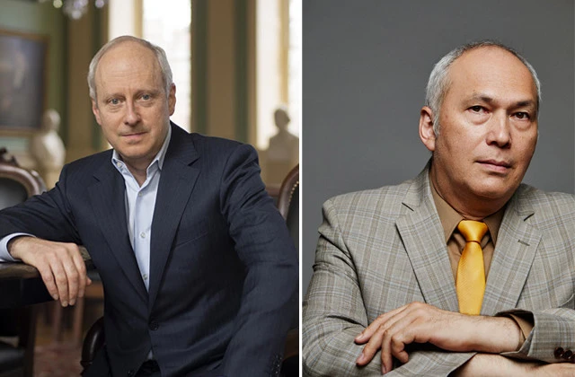 政治哲学の世界的権威、マイケル・サンデル教授（左）にモーリー氏が聞く！（Photo by Jared Leeds／サンデル教授）