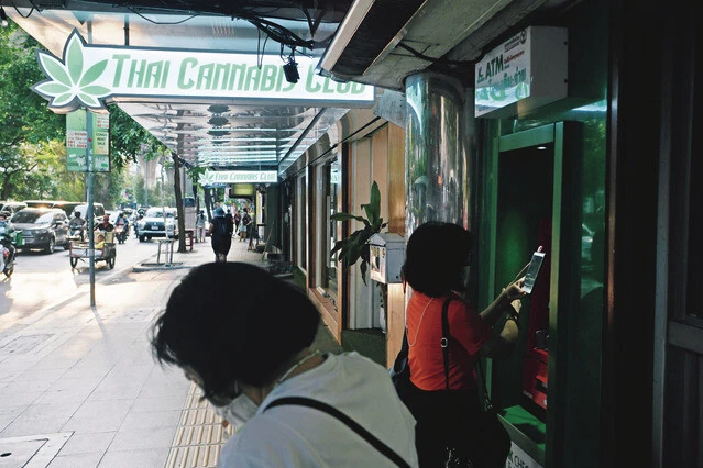 タイ最大の大麻チェーン店「カンビナスクラブ」の看板。バンコクのあちこちで見かけた