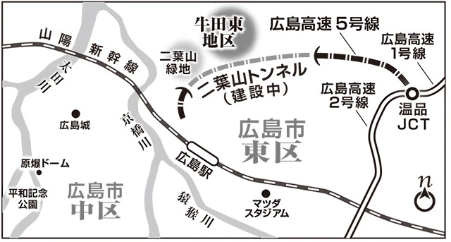 2018年の掘削開始以来、シールドマシンのトラブルなどで何度も工事が中断している広島高速5号線の二葉山トンネル