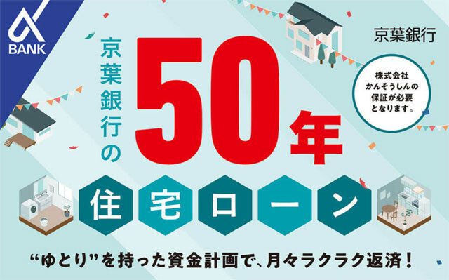 京葉銀行の広告。平均余命からすると、人生の半数以上をローン返済に費やすこととなる