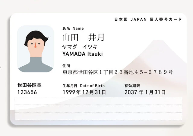 新デザインのマイナンバーカード（表）