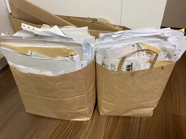 我が家では、一週間でこれくらいの紙が出ます