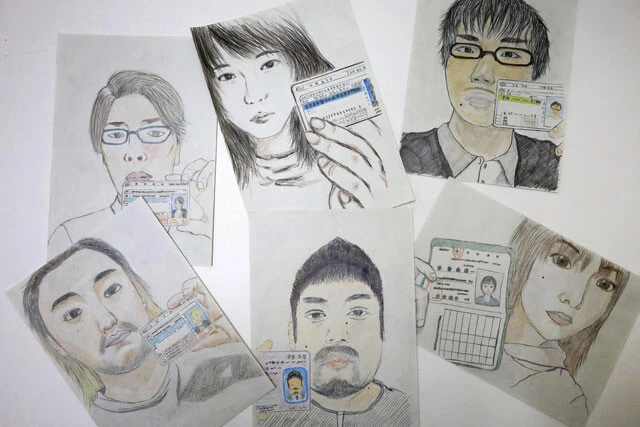 京都府警が公開している闇バイト応募者が提出する身分証明書付き自撮り画像のイメージ図。脅迫の材料に使われることが多い
