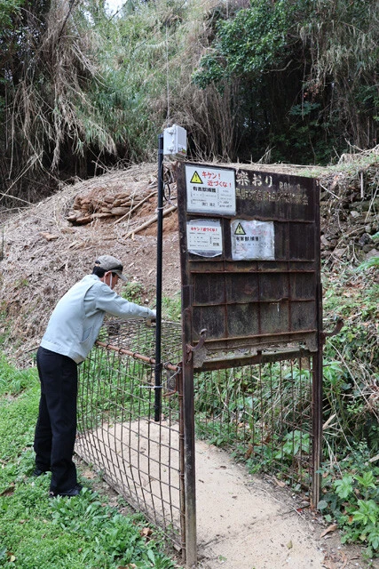 イノシシ用の箱ワナ。イノシシも学習し、ワナにかかりにくくなっている