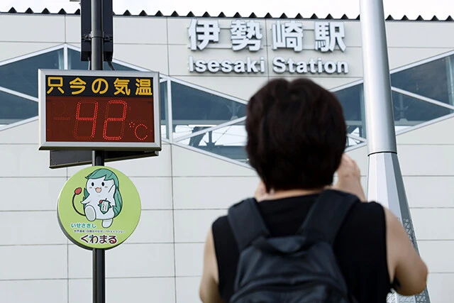 8月5日に41.8℃を記録して最高気温1位となった群馬県伊勢崎市の伊勢崎駅前
