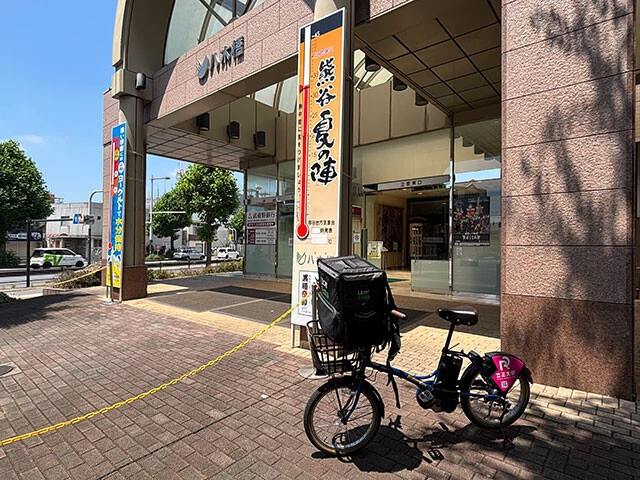 熊谷市の中心部にある八木橋百貨店前の温度計