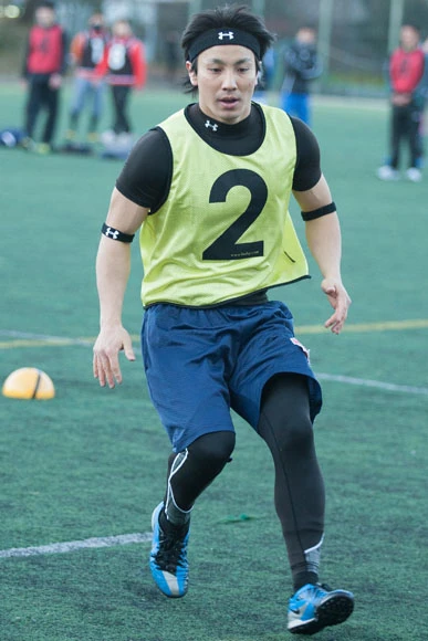 オービックなどで活躍した杉原雅俊選手(31歳)。日本一を2度経験しているランニングバック
