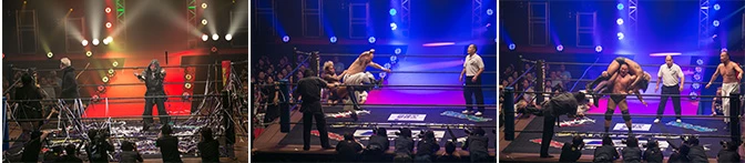 左からザ・グレート・カブキ、越中詩郎、大社長こと高木三四郎