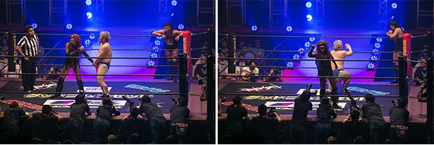 ＬｉＬｉＣｏに股間を握らせる（左）も、そのサイズを暴露し精神的にディーノを反撃