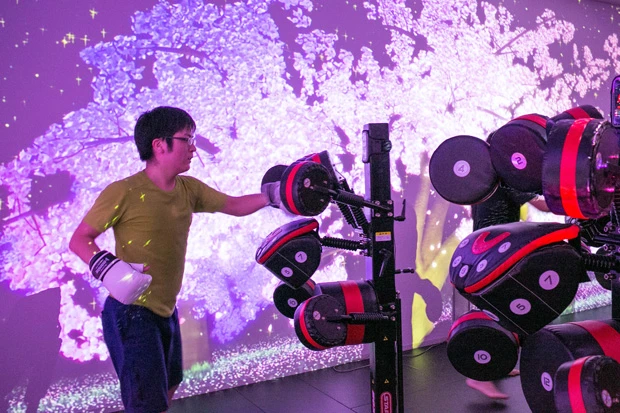 次々シーンの変わるプロェクションマッピングに、ゲームのキャラ気分