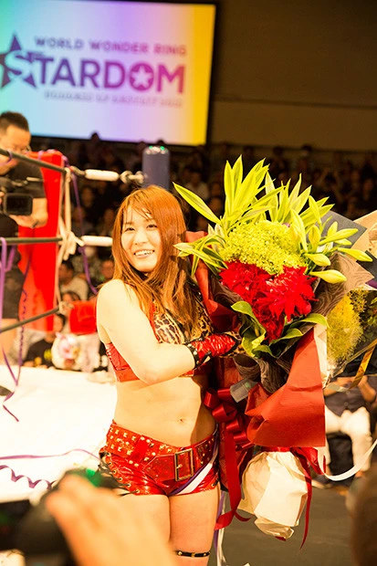 女子プロレス大賞、史上初の3年連続受賞するなど、21世紀を代表するツヨカワ女子の最高峰。すでに海外のファンも多い(6月17日、東京・後楽園ホール)