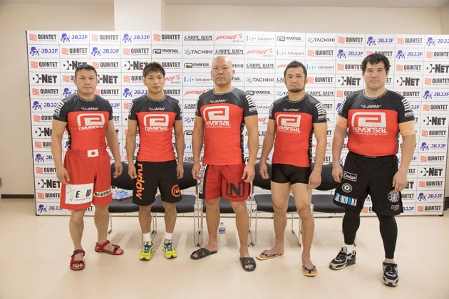 ２月３日に行なわれた「ＱＵＩＮＴＥＴ　ＦＩＧＨＴ　ＮＩＧＨＴ２」に参加したチーム「Ｕ－ＪＡＰＡＮ」のメンバー。（左から）ミノワマン、所英男、高阪剛、中村大介、横井宏考